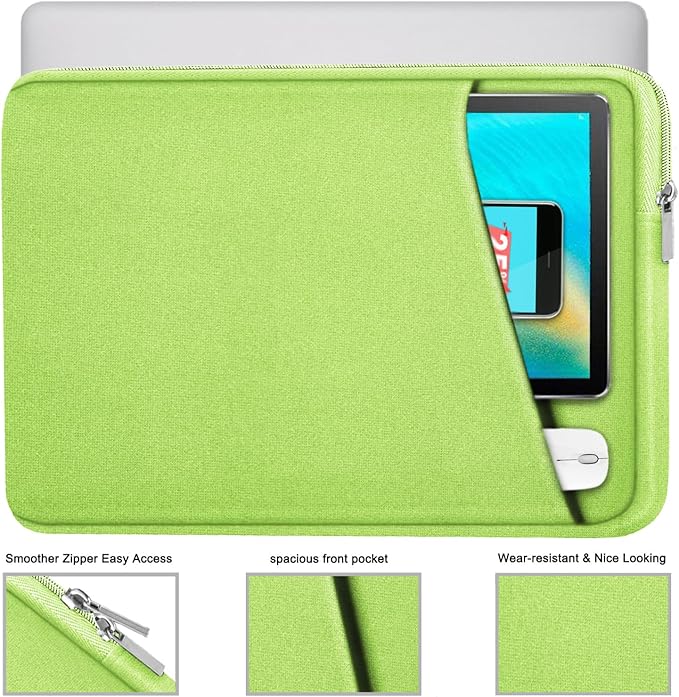 Askuko Laptop Sleeve 14 inch, Shockproof Protective Computer Cover, Durable Carrying Bag Laptop Case Compatible with 14"" MacBook Air/Pro HP Asus Lenovo Notebook, Light Green