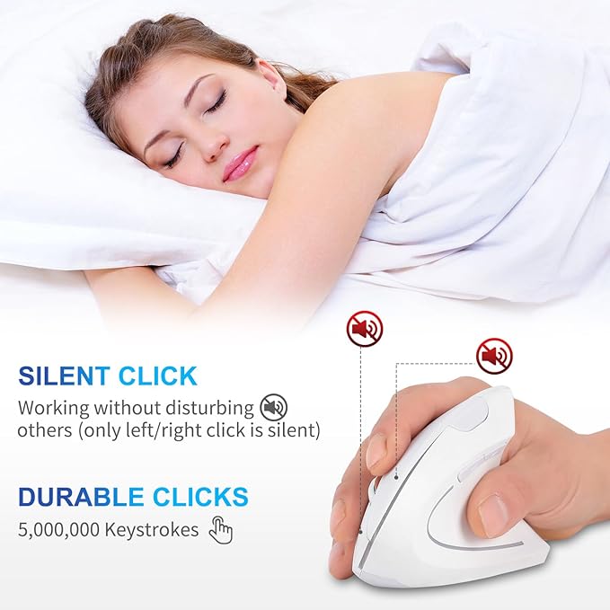 Type C Vertical Wireless Mouse, 2.4G USB C Wireless Mouse, Ergonomic Mouse with Type C Receiver for MacBook, Computer, Laptop and All Type C Devices (White)