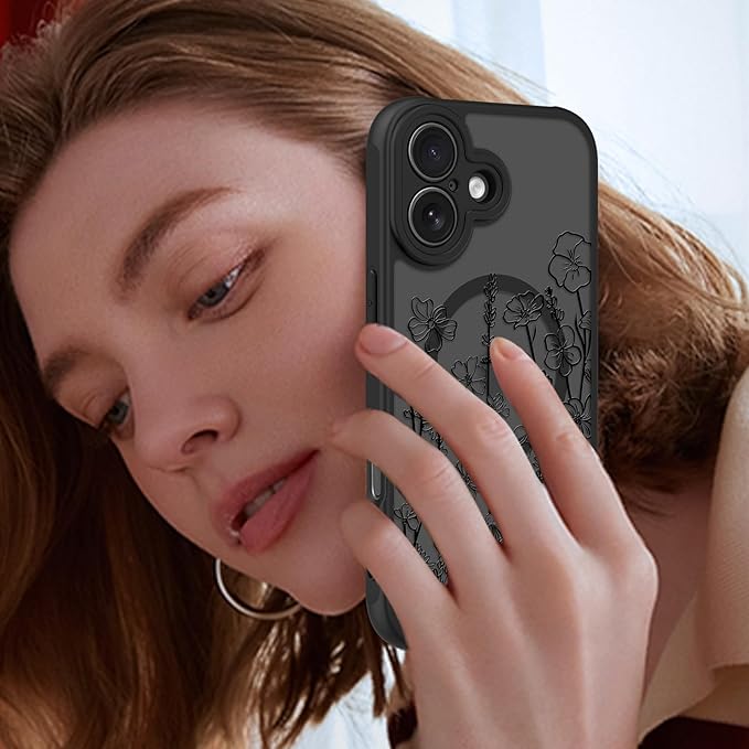KANGHAR Case Compatible with iPhone 17 Florals Pattern [Compatible with Magsafe] Cute Blooming Flowers Protective Magnetic Case for Girls Women Men