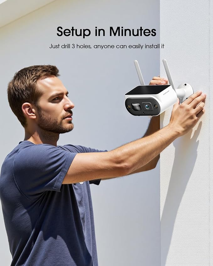Camcamp Solar Security Camera Wireless Outdoor, 2K Ultra Clear Home Security Camera System, No Subscription, Smart Human Detection, Easy Installation, 5GHz & 2.4GHz WiFi