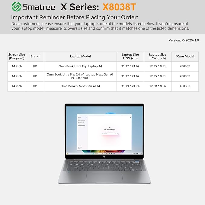 Smatree Hard EVA Protective Sleeve Compatible for 14 inch HP OmniBook Ultra Flip 2-in-1 Laptop Next Gen AI PC 14t/Ultra Flip Laptop 14, for 14 inch HP OmniBook 5 Next Gen AI 14 Case, Green (X8038TG)