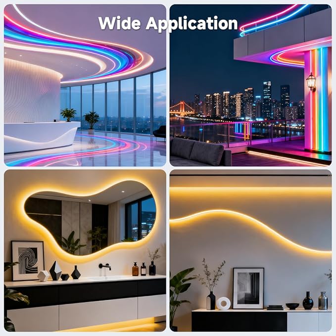 BTF-LIGHTING Silicone LED Channel System 9.8Ft Flexible Milky White Cover DIY Spotless Tube for ≤30mm Width LED Strip,Neon Rope Light Channel Diffuser, for Kitchen Cabinet, Room, Patio(No LED Strip)