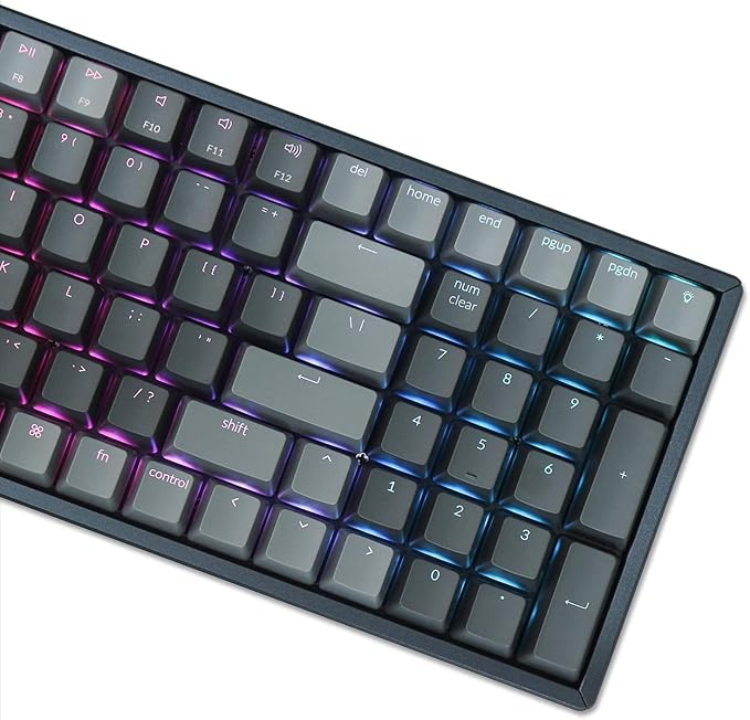 Keychron K4 Bluetooth Wireless Mechanical Keyboard RGB LED Backlit, Hot-swappable Compact 100 Keys USB Wired Computer Gaming Keyboard Aluminum Frame for Mac Windows, Gateron Red Switch
