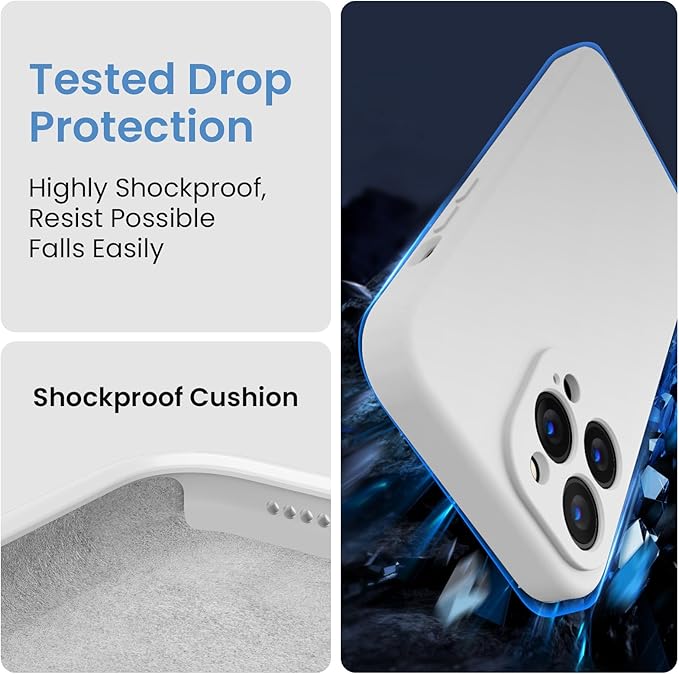 FireNova Designed for iPhone 13 Pro Max Case, Silicone [Camera Protection] Phone Case, Soft Anti-Scratch Microfiber Lining Inside, 6.7 inch, White