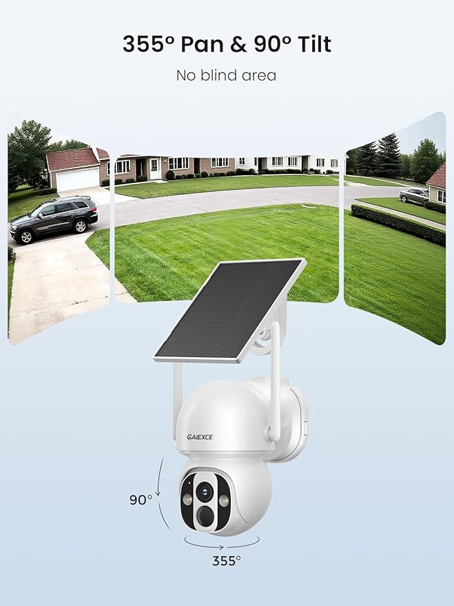 Solar Camera Outdoor Wireless, No Subscription, Expandable to 10CH, 2 Cam Kit Home Security Camera System, 4MP Color Night Vision, 360° Pan&Tilt, PIR/AI Detection, Works Offline & 2.4G/5G WiFi