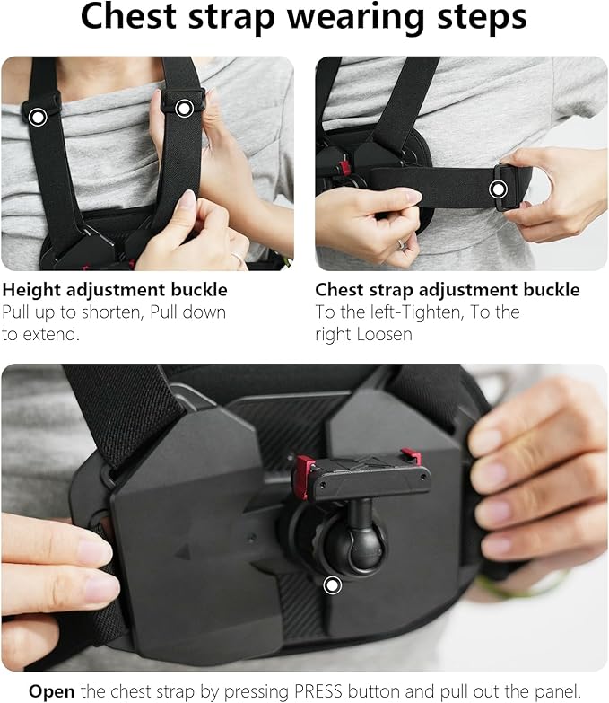 Osmo Action Chest Mount, Cross Body Strap Harness Chesty with Magnetic Quick Release for DJI Osmo 360 Action 5 Pro 4 3 Bike Motorcycle Cycling Hiking Aaccessories