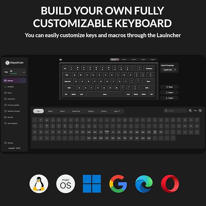 Keychron Q4 Wired Custom Mechanical Keyboard, QMK/VIA Programmable Macro, Full Aluminum, Hot-Swappable Gateron G Pro Blue Switch, 60% Layout Double Gasket Compatible with Mac and Windows - White