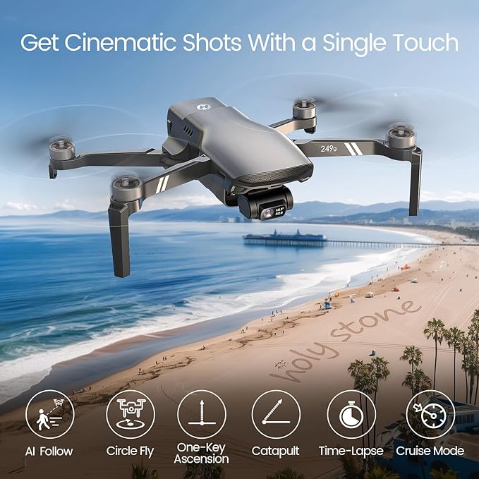 Holy Stone HS900 Drone with Camera for Adults, 8K Photo & 4K/30fps Video, 249g FAA Compliant, 3-Axis Gimbal, Long Range 20,000FT 5.8GHz, GPS Return, Dual Batteries with Charging Hub, 60-Min Flight