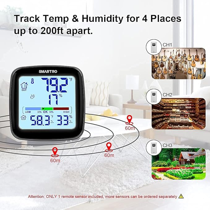 SMARTRO SC92 Professional Indoor Outdoor Thermometer Wireless and SC42 Professional Digital Hygrometer Indoor Thermometer Room Humidity Gauge Temperature and Humidity Meter & Pro Accuracy Calibration