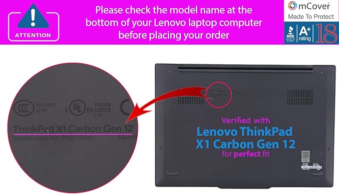 mCover Hard Case ONLY Compatible for 2024-2025 14" Lenovo ThinkPad X1 Carbon Gen 12 Windows Notebook PC (with 180-degree Hinge, NOT Fitting Any Other Lenovo Models) - Green