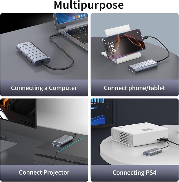 GODO 40Gbps M.2 NVMe SSD Enclosure ,Aluminum Type C USB4.0 Hard Drive Enclosure, Tool Free Installation, Support SSD Size 2230/2280 B+M /M-Key Compatible with Thunderbolt 4/3/USB4/3.2/3.1/3.0/2.0