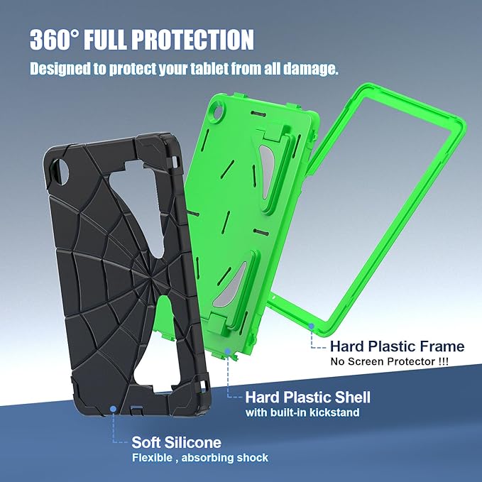 AKABEILA Compatible with Samsung Galaxy Tab A9 Plus 11 inch (SM-X216B)(2023) Tablet Case，Lightweight Shockproof Rugged Protective Cover with Kickstand for Kids Children Boys Babies Dark Green