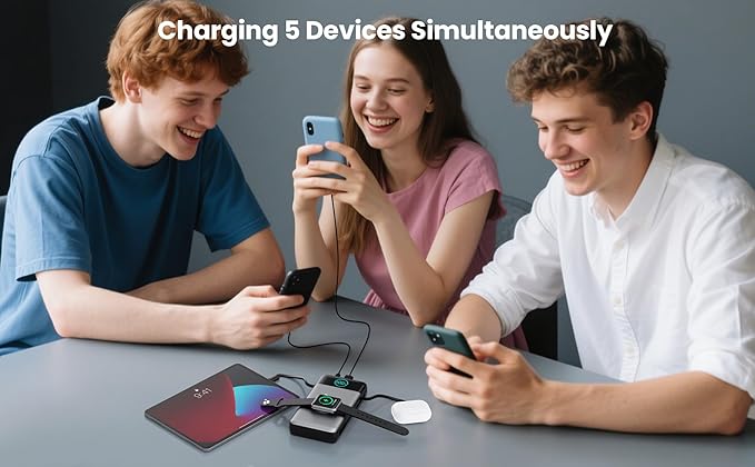 Portable Charger for iPhone, 40800mAh Power Bank with Built-in Cables & AC Wall Plug, All in One 5 Outputs USB C Fast Charging External Battery Pack for iPhone 17/16/15/14, Android, Travel Essential
