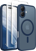 CAPRARO Magnetic Compatible with iPhone 16 Case, Upgraded [Full Camera Protection] [Compatible with MagSafe] Protective Translucent Matte Women Girl Phone Case Cover, Ocean Blue