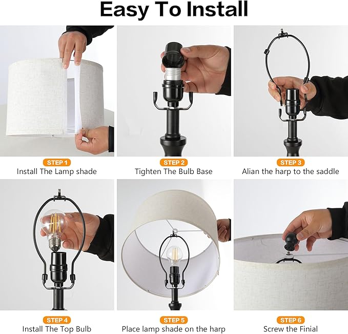 EOEYYOYB Lamp for Bedroom Set of 2 Lamps for Night Stand Black Bedside Lamps Modern Living Room End Table Lamps