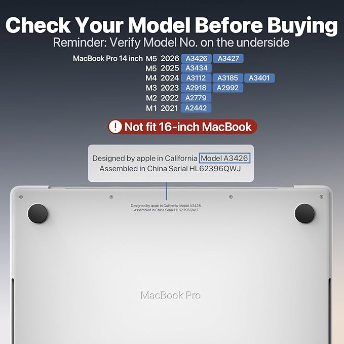 Soonjet TravelArmor for MacBook Pro 14 inch Case | M5 M4 M3 M2 M1 Pro/Max 2026 2025-2021 | Anti-Cracking Tech | 360° Defense Upgrade | Protective Hard Shell Laptop Cover | Frosted Clear