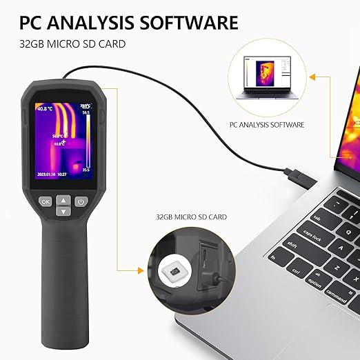 Thermal Imaging Camera, 120 x 90 IR Resolution 25Hz Refresh Rate, Handheld Infrared Thermal Imager 10800 Pixels, IP54, -4°F~752°F Temperature Range