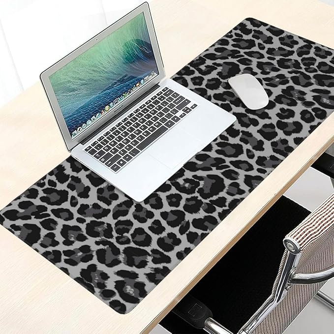Leopard Skin Pattern Mouse Pads XXL Extended Mousepad with Stitched Edges Non-Slip Rubber Base Computer Keyboard Pad Desk Mat for Home Office Desk Decor, 35.4" X 15.7"
