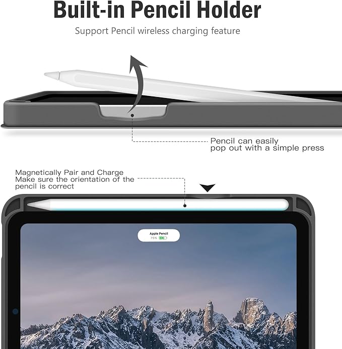 Antbox Case for iPad mini 7 A17 Pro, iPad mini 7th/6th Generation Case (2024/2021) with Pencil Holder Vegan Leather Smart Cover with Auto Sleep/Wake Stand Function