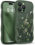 GVIEWIN for iPhone 14 Pro Max Case Compatible with MagSafe [Curly Wave Edge][Full Camera Protection] Floral Translucent Shockproof Magnetic Women Phone Case for 14 Pro Max, Floratopia/Forest Green