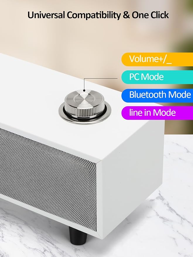 Computer Speakers, 10W Computer Sound Bar, USB Powered PC Speakers, Bluetooth 5.0 and RCA Input pc Speakers for Desktop, Laptops, Phonograph, Phones, Tablets(K01)