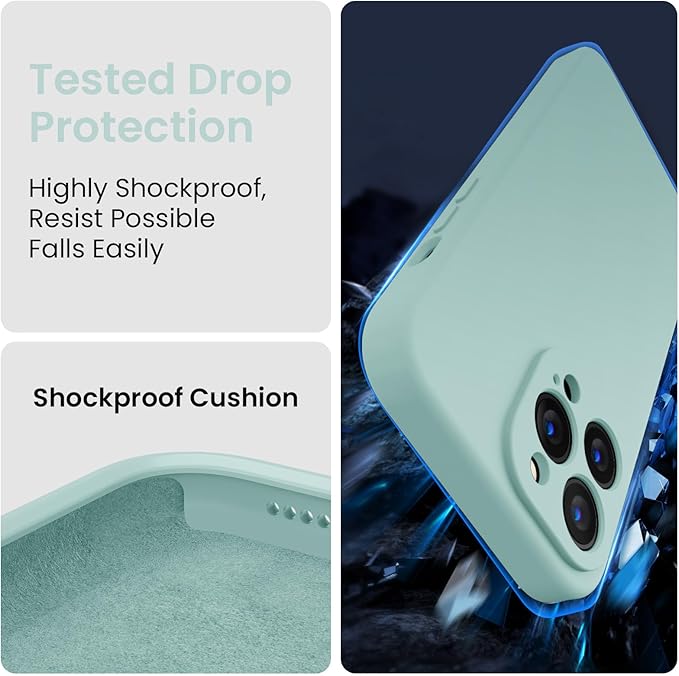 FireNova Designed for iPhone 13 Pro Max Case, Silicone [Camera Protection] Phone Case, Soft Anti-Scratch Microfiber Lining Inside, 6.7 inch, Mint Green