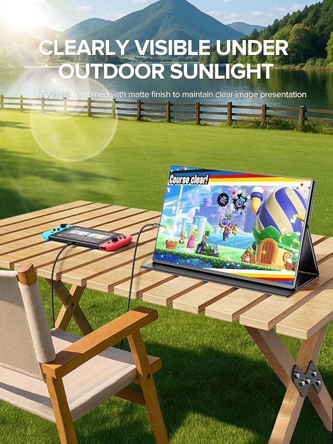 UPERFECT Portable Monitor 4K 16" | 1200 Nits Laptop Monitor | 3840 * 2400 UHD | 145% sRGB, 2000:1 Contrast | USB-C & MINI HDMI | VESA & Smart Case | Travel Screen for Computer, PC, Game Consoles