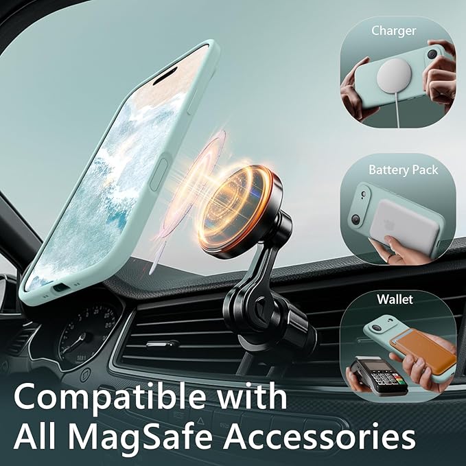 FireNova Magnetic for iPhone Air Case, Compatible with MagSafe, [Integrated Silicone Camera Control Button] [Camera Protection] Microfiber Lining Phone Case for iPhone 17 Air, 6.5", Mint Green