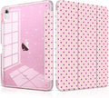 DONGKE for iPad Pro 11 inch Case – Fits M5 2025 / M4 2024, Shockproof Sparkling Glitter Acrylic Back, Pencil Holder, Trifold Stand, Auto Sleep/Wake & Touch ID Support - Pink Polka Dot