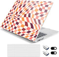 Case for 15-inch Microsoft Surface Laptop Copilot+ PC 2024 (7th Ed) Aesthetic Clear Hard Laptop Shell, with TPU Keyboard Cover & OTG Adapters Ultimate 6-in-1 Bundle, Wavy Checkerboard