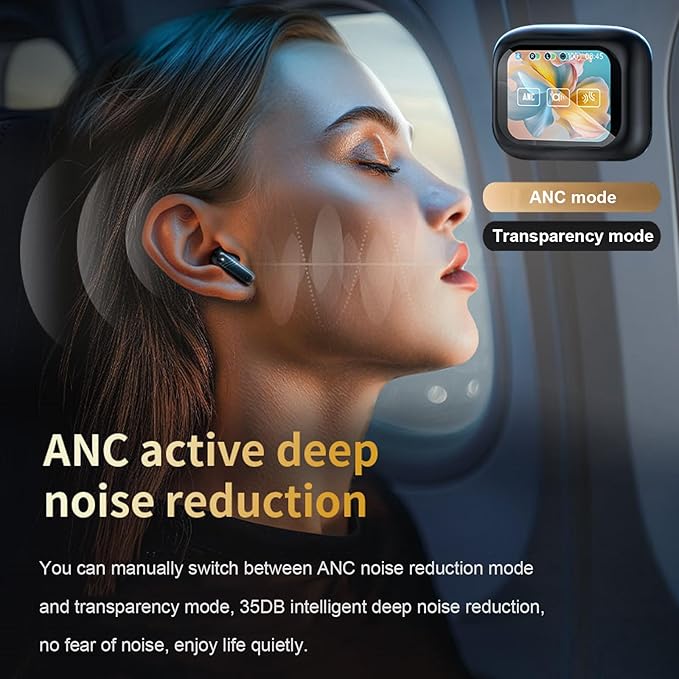 Active Noise Cancelling Earbuds ANC with Smart Touch Screen, Blue Tooth Ear Buds Earphones for iPhone Android TWS True Wireless Bluetooth Earbuds, Sports Workout Gym Running In Ear Headphones for Men