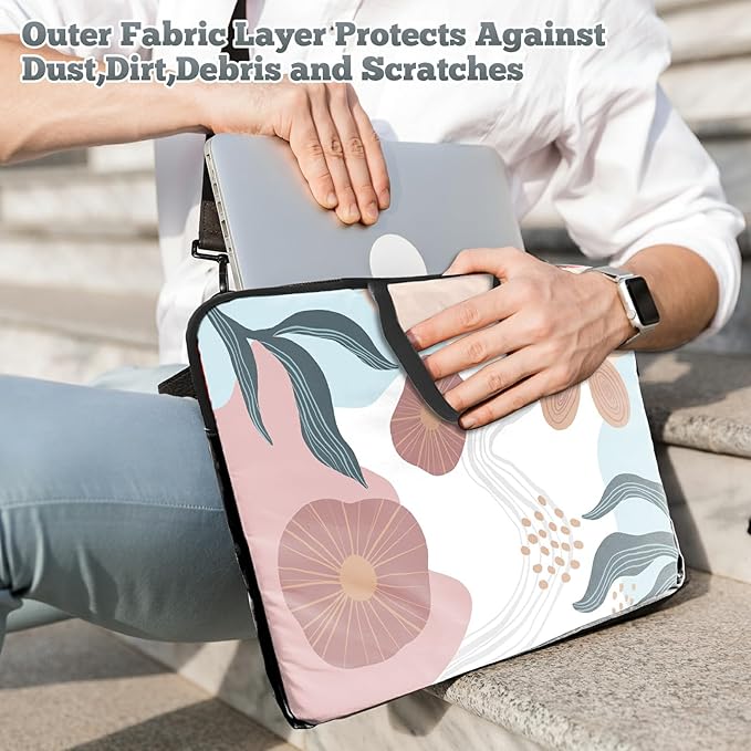 Laptop Sleeve Case 15 inch Plus Cute Mousepad, Abstract Doodle Slim Carrying Case Durable Handbag Protective Travel Laptop Bag for 13-15 inch Tablet,Laptop, Ultrabook Notebook
