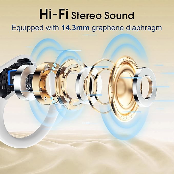 Wireless Earbuds 75hrs Bluetooth 5.4 Headphone Sport, 2026 Bluetooth Earbuds Stereo Deep Bass Over Ear Bud with Earhooks, ENC Noise Cancelling Mic, IPX7 Waterproof Earphone for Gym/Workout, White