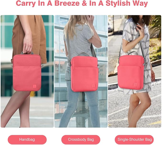 Dadanism 9-11 Inch Tablet Sleeve Bag Carrying Case with Shoulder Strap for iPad (A16) 11", iPad 10th Gen 10.9", iPad Air M4/Pro M5 11", iPad 9/8/7th 10.2", Galaxy Tab A11+ Plus 11", Watermelon Pink