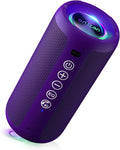 Ortizan Portable Bluetooth Speaker: IPX7 Waterproof, 24W Loud Sound, Deep Bass, Bluetooth 5.3, LED Lights, Wireless Stereo Pairing, 30H Playtime, for Home/Outdoor/Party/Beach, Birthday Gift, Purple