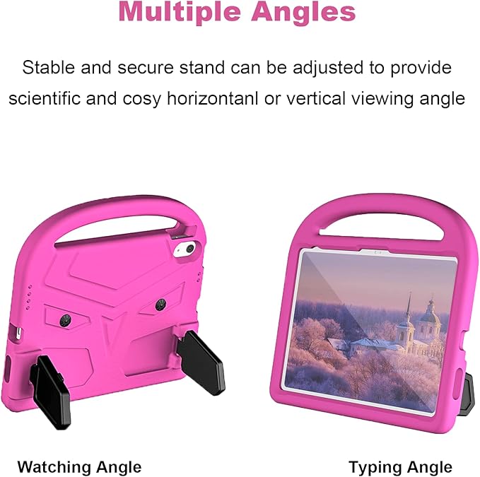 Dteck for iPad 10th Generation Case Kids 10.9 Inch 2022, Durable Lightweight Shockproof Protective Handle Stand EVA Foam Boys Girls Kids Proof Case for iPad 10th Generation 10.9 Inch 2022,Pink