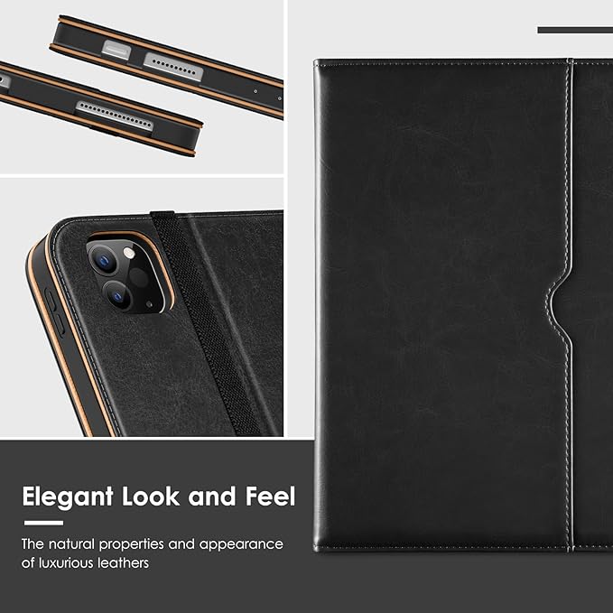 VIKESI Case for iPad Air 13 inch (M4) 2026 / (M3) 2025 / (M2) 2024,Premium Leather Folio,Apple Pencil Holder,Auto Sleep/Wake,Stand Cover - Black