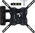 Amazon Basics Full Motion Articulating TV Wall Mount, with Swivel and Tilt, for 26" to 55" TVs and Flat Panels up to 80 Lbs, VESA Compatible, Single Stud, Black