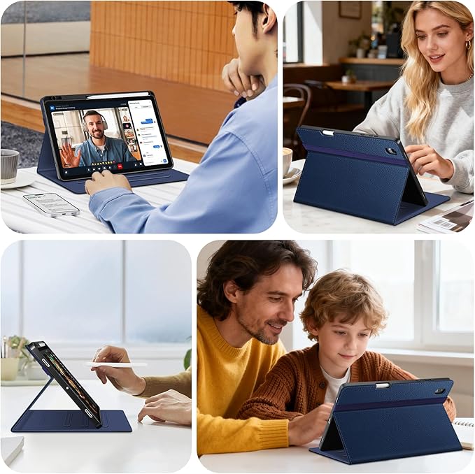 Fintie Case for Samsung Galaxy Tab S11 5G 11 Inch 2025 Model (SM-X730/X736B) with S Pen Holder, Multi-Angle Viewing Soft TPU Back Cover with Pocket, Auto Wake/Sleep, Navy