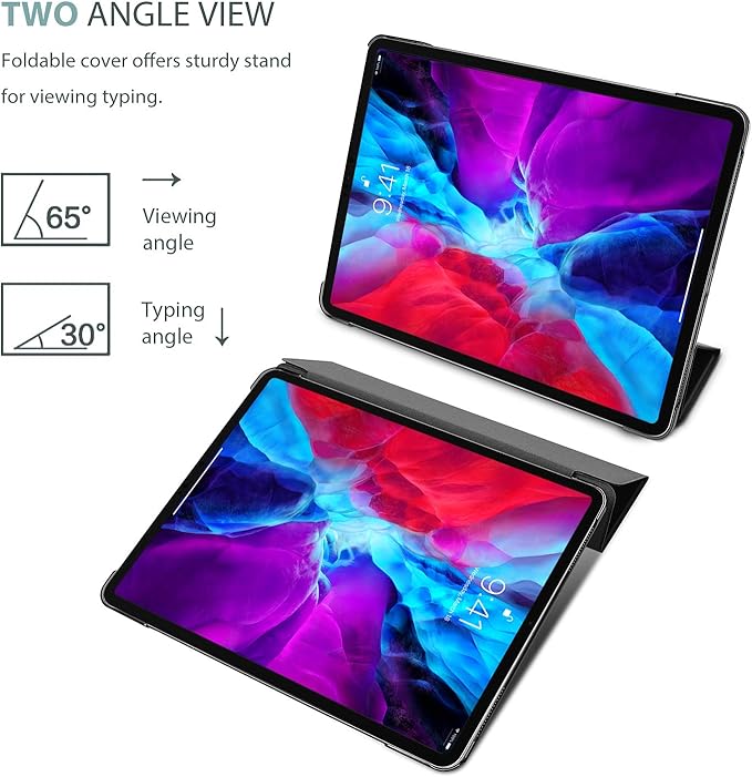 ProCase Smart Case for iPad Pro 12.9 2022/2021/2020/2018, Slim Stand Hard Back Shell Smart Cover for iPad Pro 12.9" 6th Gen/5th Gen/4th Gen/3rd Gen -Black
