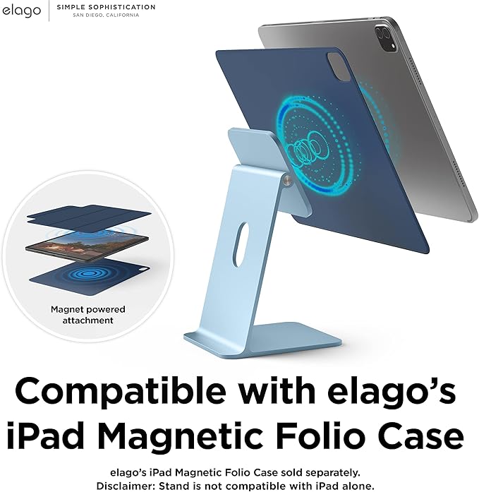elago Premium iPad Magnetic Stand Designed for iPad Pro 12.9"(5th, 4th Gen), 11"(3rd, 2nd Gen), Air 10.9"(5th, 4th Gen), Mini 8.3"(6th Gen, A17 Pro), 10.9"(10th Gen) [Light Blue]