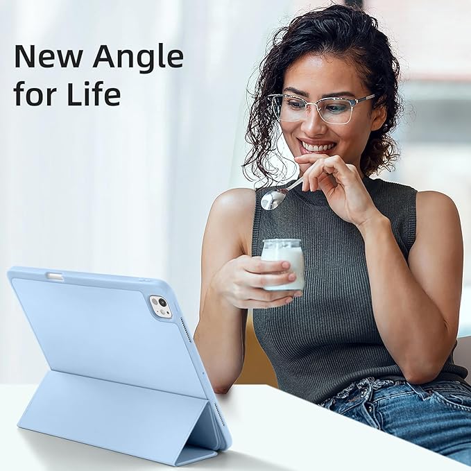 Akkerds Compatible with iPad Pro 13 Inch Case (M5/M4) 2025/2024, for iPad 13 Pro Case with Pencil Holder, Slim Trifold Stand Protective Cover with Soft TPU Back, Auto Wake/Sleep (LightBlue)