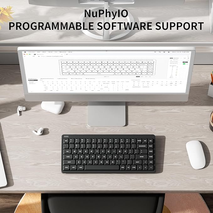 NuPhy Node75 Wireless Mechanical Keyboard, 75% Hot Swappable Custom Low Profile Keyboard, 84 Keys Computer Gaming Keyboards, Supports Touch Gestures, PBT Keycaps, RGB Backlit, Bluetooth/2.4GHz/USB-C