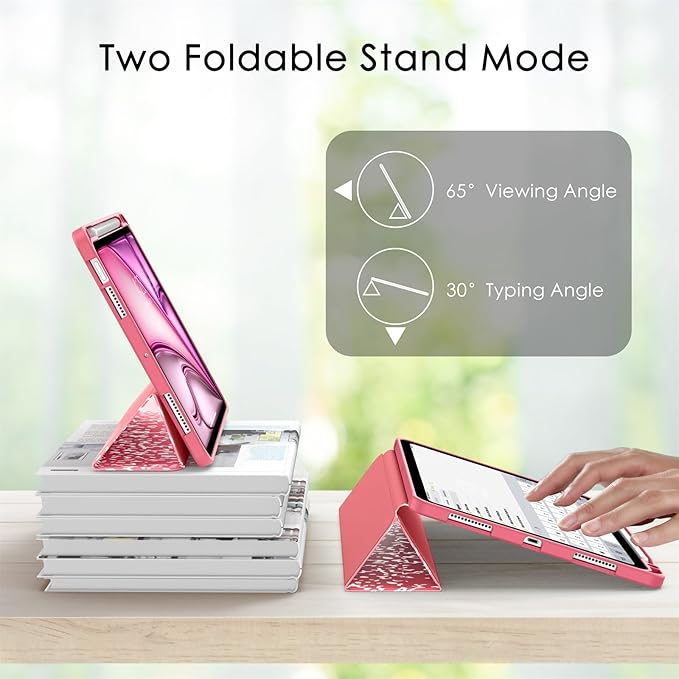 Soke Case for New iPad Air 11 Inch (M4/M3/M2, 2026-2024), iPad Air 5th/4th Generation 10.9 Inch (2020-2022) with Pencil Holder, Soft TPU Back Cover & Auto Sleep/Wake, Book Watermelon