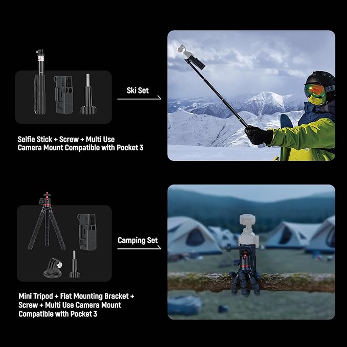 NEEWER Basics 16 in 1 Accessories Kit Compatible with DJI OSMO Pocket 3, Mini Tripod Selfie Stick Chest Strap Magnetic Neck Mount Extension Adapter Mountaineering Cycling Dual Cam Vlog, GP-52