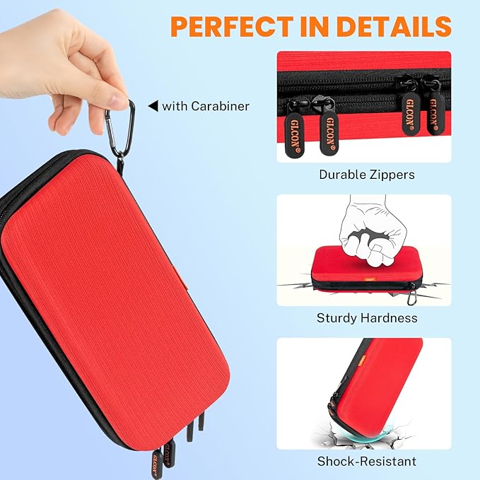 Double-Layer Hard Carrying Case Electronics Organizer - Multi-Pocket Zipper Travel Case Tech Accessories Storage Pouch Bag for Charger, Apple Pencil, Power Bank, Phone, USB Flash Drive, Cord, Cable