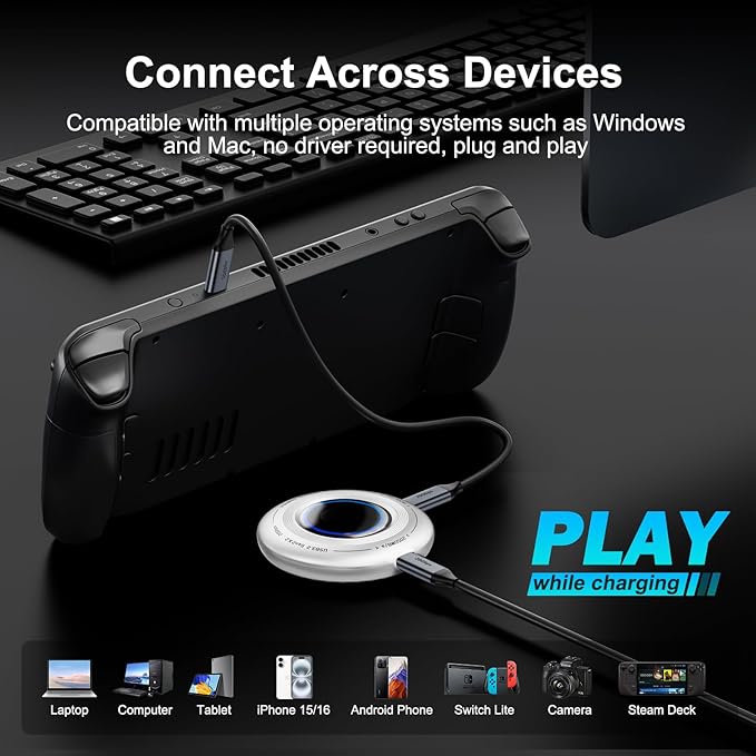 FP108 1TB Magnetic Portable SSD, External Solid State Drives with PD-100W and 2050MB/s USB-C 3.2 Gen 2x2, Play While Charging, Compatible with iPhone 16/15 Pro Max, Android, PC, Mac, Switch Lite
