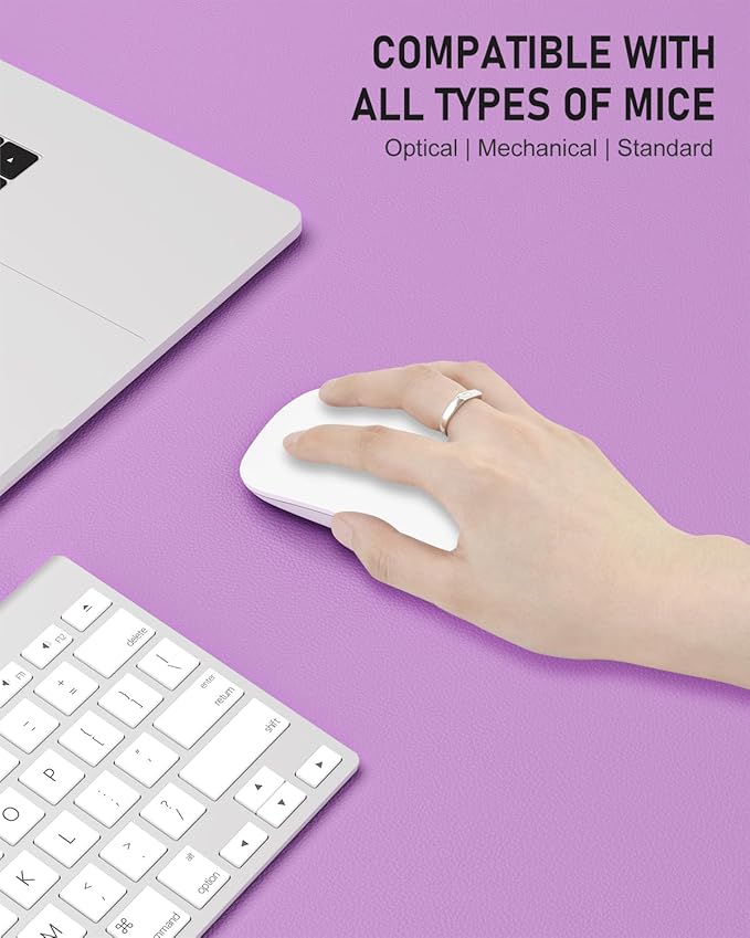 Desk Pad, 23.6" x 13.8" PU Leather Non-Slip Desk Mat Large Mouse Pad for Desktop, Waterproof Laptop Computer Writing Mat for Office, Home, Work, Gaming, Purple