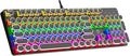 Typewriter Mechanical Gaming Keyboard with RGB Backlit Red Switches, 104 Keys Retro Round Keycap, Wired Typewriter Style Comfortable Typing Soud (L-Black)