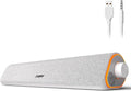 SOULION R50 Bluetooth Computer Speakers, 3.5mm PC Sound Bar for Desktop Monitor, Wired USB Powered & Colorful LED Lights with Switch Button, Surround Sound Soundbar PC Spearkers for Computer, White